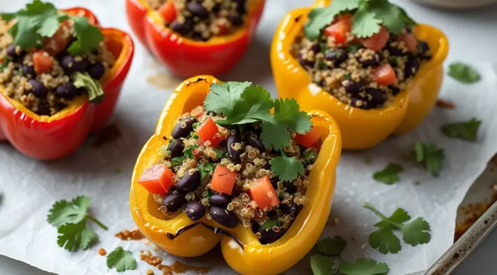 Quinoa & Black Bean Stuffed Bell Peppers